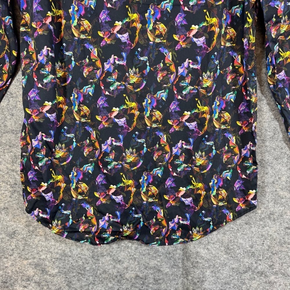 Eight X Premium Abstract Print Button Down Shirt Black Multicolor Size M Cotton - Picture 14 of 15